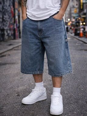 Southpole Baggy Denim Shorts Mens 34 Y2K Loose Fit Hip Hop Skater Jean Shorts
